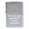 Bricheta Zippo gravata cu text