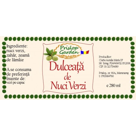 Eticheta Dulceata de nuci verzi