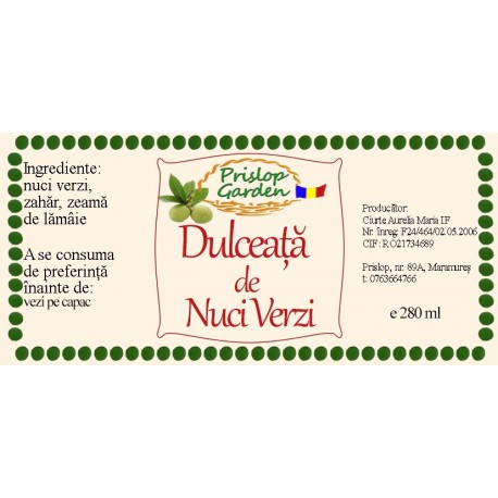 Eticheta Dulceata de nuci verzi Eticheta Dulceata de nuci verzi